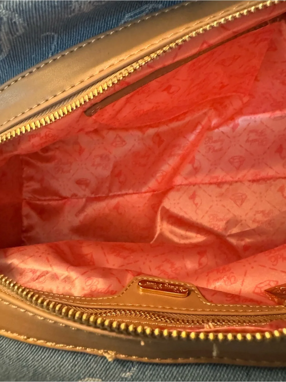 Baby Phat Y2K Handbag, blue denim and tan leather